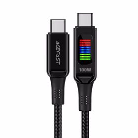 Acefast C7-03 USB-C USB-C 100W 1.2m kabelis ar ekrānu - melns