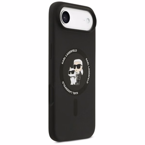 Karl Lagerfeld silikona Karl&Choupette gredzens magnētiskais viedtālruņa apvalks iPhone 17 Air - melns
