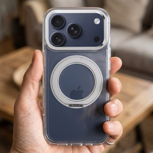 Case for iPhone 16 PRO Frame Circle Stand compatible with MagSafe transparent