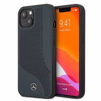 Mercedes ādas perforētās zonas viedtālruņa apvalks iPhone 13 mini – tumši zils