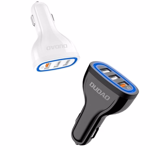 Dudao automašīnas lādētājs ar ātru uzlādi Quick Charge 3.0 QC3.0 2.4A 18W 3x USB balts (R7S white)