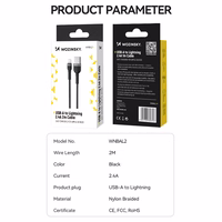 Wozinsky WNBAL2 USB-A / Lightning kabelis 2.4A 2m - melns