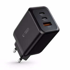 Tech-Protect C65W lādētājs 2x USB-C PD 65W / USB-A QC 3.0 - melns