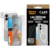 CARE by PanzerGlass Flagmanis 3in1 viedtālruņa apvalks + privātuma stikls + objektīvs Samsung Galaxy S25 Edge - caurspīdīgs