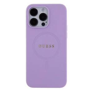 Guess Saffiano magnētiskais viedtālruņa apvalks iPhone 15 Pro - violets