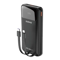 Dudao K15Pro portatīvais lādētājs 20000mAh 22.5W PD USB-C / USB-A / ar iebūvētiem Lightning un USB-C kabeļiem - melna