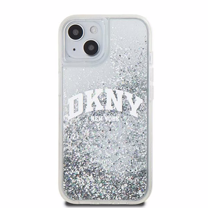 DKNY šķidrā spīduma lielā logotipa viedtālruņa apvalks iPhone 15 / 14 / 13 - balts
