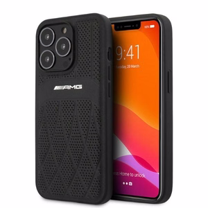 AMG AMHCP13LOSDBK iPhone 13 Pro / 13 6.1" melna/melna cietais apvalks ādas liektās līnijas