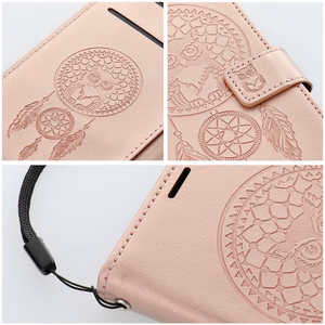 MEZZO grāmatas tipa viedtālruņa apvalks XIAOMI Redmi Note 14 4G (GLOBAL - 164,84mm x 78,15mm x 8,16mm) ar sapņu ķērāju, rozā zelta krāsas