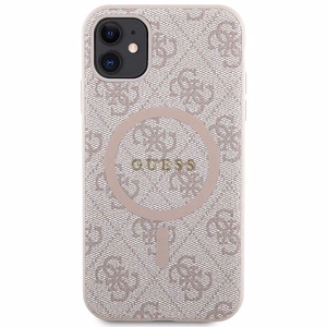 Guess GUHMN61G4GFRP iPhone 11 6.1" / Xr rozā/rozā cietais apvalks 4G kolekcija ādas metāla logotips Magnētiskais