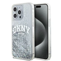 DKNY šķidrā spīduma lielā logotipa viedtālruņa apvalks iPhone 15 Pro - balts