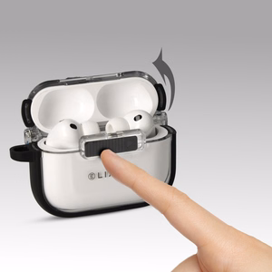 Liavec SlideLock Maciņš for Apple AirPods Pro 3 caurspīdīgs-melns