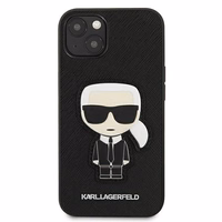 Karl Lagerfeld Saffiano Ikonik Karl's Patch Apvalks iPhone 13 mini - Melns