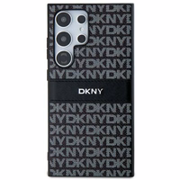 DKNY ādas Mono Stripe un Metal Logo viedtālruņa apvalks Samsung Galaxy S24 Ultra - melns