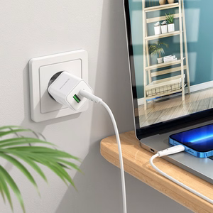 Borofone Sienas lādētājs BN7 - USB + Type C - QC 3.0 PD 20W balts