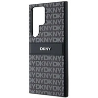 DKNY ādas Mono Stripe un Metal Logo viedtālruņa apvalks Samsung Galaxy S24 Ultra - melns