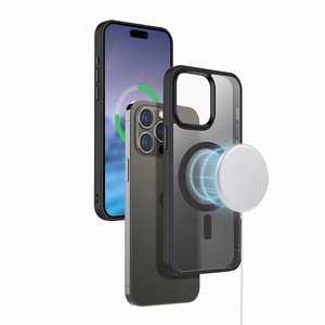 Crong Hybrid Frost MAG Cover vāciņš ierīcei iPhone 15 Pro Max, saderīgs ar MagSafe, melns