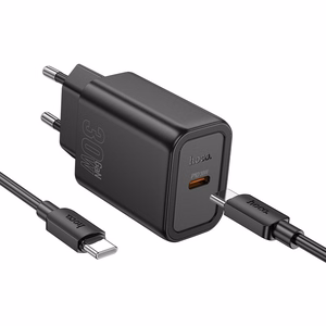 Lādētājs Hoco N62 30W GaN USB-C + USB-C uz USB-C kabelis 1.0m melns