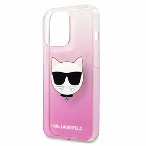 Karl Lagerfeld Choupette galvas viedtālruņa apvalks iPhone 13 Pro Max – rozā