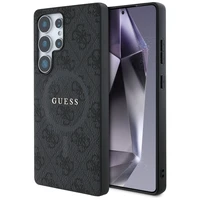 Guess Ādas 4G Krāsains Gredzens Klasiskais Logotips Magnētiskais Viedtālruņa apvalks Samsung Galaxy S25 Ultra melna