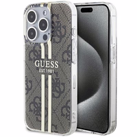Guess IML 4G Gold Stripe viedtālruņa apvalks iPhone 15 Pro - brūns