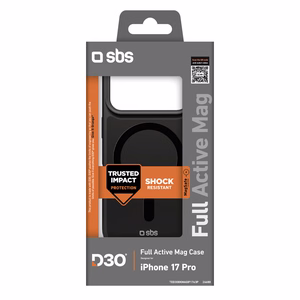 SBS Full Active Magnētiskais viedtālruņa apvalks ar D3O tehnoloģiju iPhone 17 Pro - melns