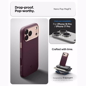 Spigen Nano Pop MagSafe  iPhone 18 Pro / 17 Pro vāciņš, tumšā ķiršu krāsā