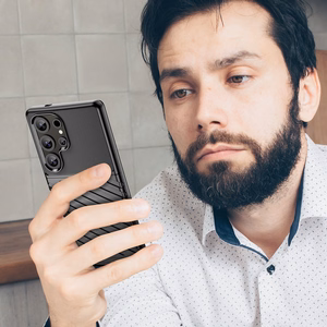 Thunder viedtālruņa apvalks Samsung Galaxy S25 Ultra silikona bruņots apvalks - melns