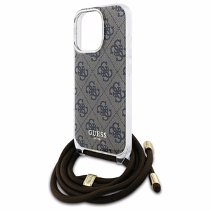Guess Crossbody Cord 4G Print viedtālruņa apvalks iPhone 16 Pro Max - brūns