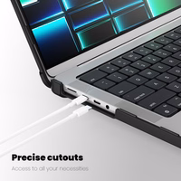 Tech-Protect SmartShell Pro macins priekš Macbook Pro 14 M1 / M2 / M3 / M4 / M5 2021-2025 - Melns un caurspidigs