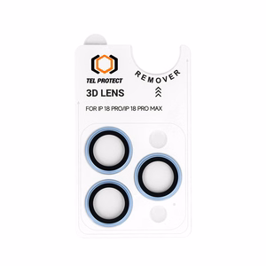 Tel Protect 3D Lens gaiši zilie rūdītie aizsargstikli Apple iPhone 18 Pro / 18 Pro Max kameras lēcām (3 gab.)