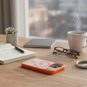 Ar MagSafe saderīgs Flexline Mag Cover maciņš iPhone 17 Pro Max / 18 Pro Max (zema kameras mala), oranžs