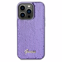Guess Sequin Script Metal viedtālruņa apvalks iPhone 14 Pro - violeta