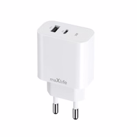 Maxlife MXTC-06-25AC PD QC lādētājs 1x USB-C 1x USB 25W balts