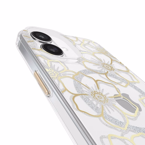 Case-Mate Floral Gems MagSafe vāciņš ierīcei iPhone 16 Plus, zelta krāsā