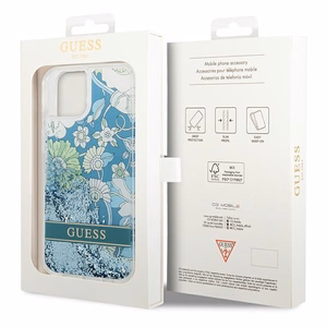 Guess GUHCP14MLFLSN iPhone 14 Plus 6.7 "zaļš/zaļš cietais apvalks Flower Liquid Glitter