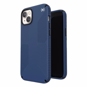 Speck Presidio2 Grip MagSafe vāciņš ierīcei iPhone 14 Plus, ar neslīdošu satvērienu, “Coastal Blue / Black / White” krāsu kombinācija
