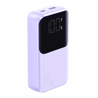 Joyroom JR-PBC06 mini portatīvais lādētājs ar iebūvētiem USB-C / Lightning kabeļiem 30W 10000mAh - violeta