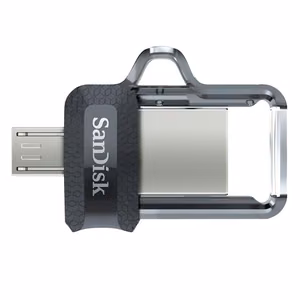 SanDisk 173384 USB zibatmiņas disks 32 GB USB Type-A / Micro-USB melns, caurspīdīgs