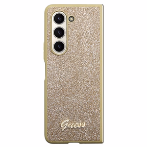 Guess Glitter Script viedtālruņa apvalks Samsung Galaxy Z Fold 5 - zelta