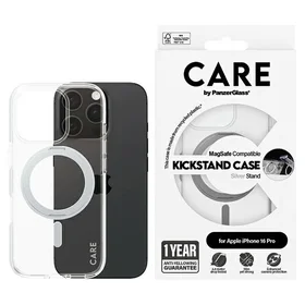 CARE by PanzerGlass Funkcionālais viedtālruņa apvalks ar statīvu iPhone 16 Pro 6.3" sudraba/sudraba Magnētiskais 1326