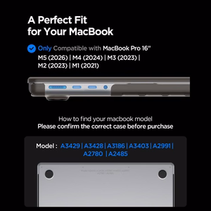 Spigen AirSkin aizsargapvalks MacBook Pro 16" 2021 / 2023 / 2024 / 2025 / 2026 – daļēji caurspīdīgs