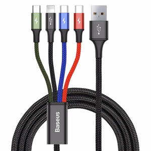 Baseus kabelis USB 4in1 Lightning / 2x USB Type C / micro USB ar neilona pīnumu 3.5A 1.2m melns