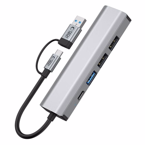 Tech-Protect HB03 HUB adapteris 5in1 USB-C + USB2.0 + USB3.0 + RJ45 - pelēks