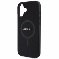 Viedtālruņa apvalks Guess Saffiano Klasiskais Logotips MagSafe iPhone 16 Plus - melns