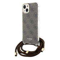 Guess Crossbody Cord 4G Print viedtālruņa apvalks iPhone 15 / 14 / 13 - brūns