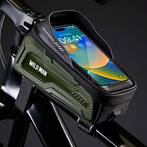WILDMAN ceļojumu soma velosipēda rāmim ar rāvējslēdzēju, 1L (4 "- 7"), M20, zaļa