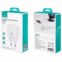 Tīkla lādētājs USAMS CC317 T65 33W 1xUSB-C 1xUSB-A Fast Charging balts