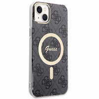 Komplekts Guess GUBPP14MH4EACSK apvalks + lādētājs iPhone 14 Plus 6.7" melns/melns cietais apvalks 4G Print Magnētiskais