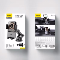 Automašīnas turētājs Dudao "F19" melns (bezvadu uzlāde 15W)(ne magnētisks / lipīgs paliktnis / gaisa ventiļa reste)